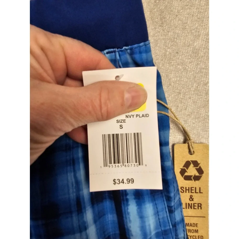 ZeroXposur Mens E-Board Shorts Navy Plaid Swim Trunks Size‎ S E88111